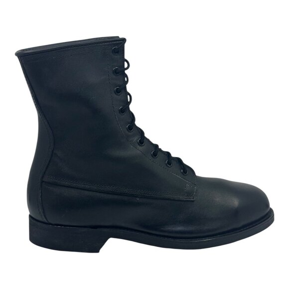 Addison Shoe Co. Black Leather Combat Boots Size 8.5 X-Wide Military Lace-Up Vtg - Picture 5 of 15